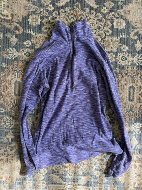 Women's Purple Space-Dye Half-Zip Turtleneck Sweater